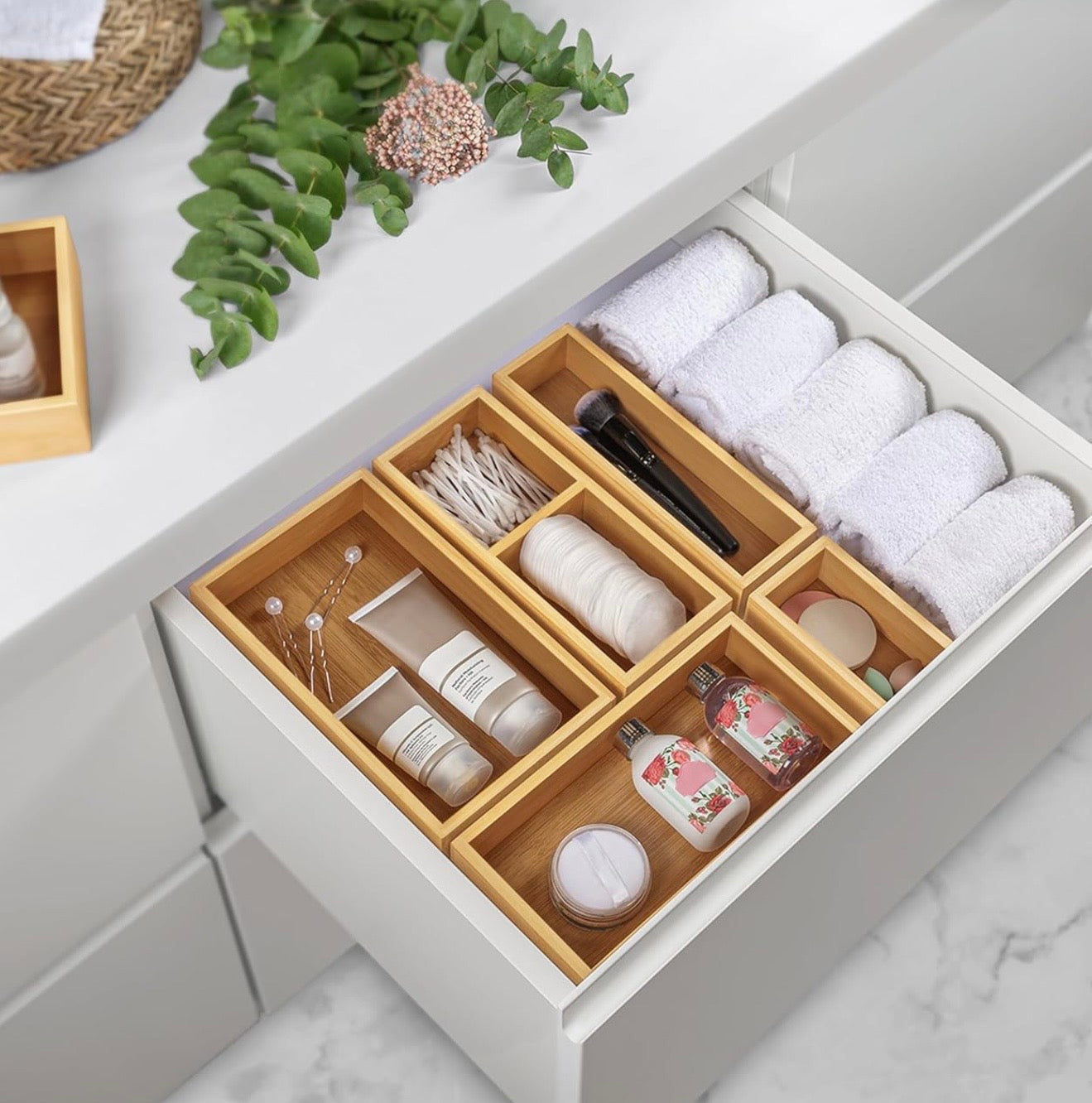 Bamboo Drawer Organizer Set