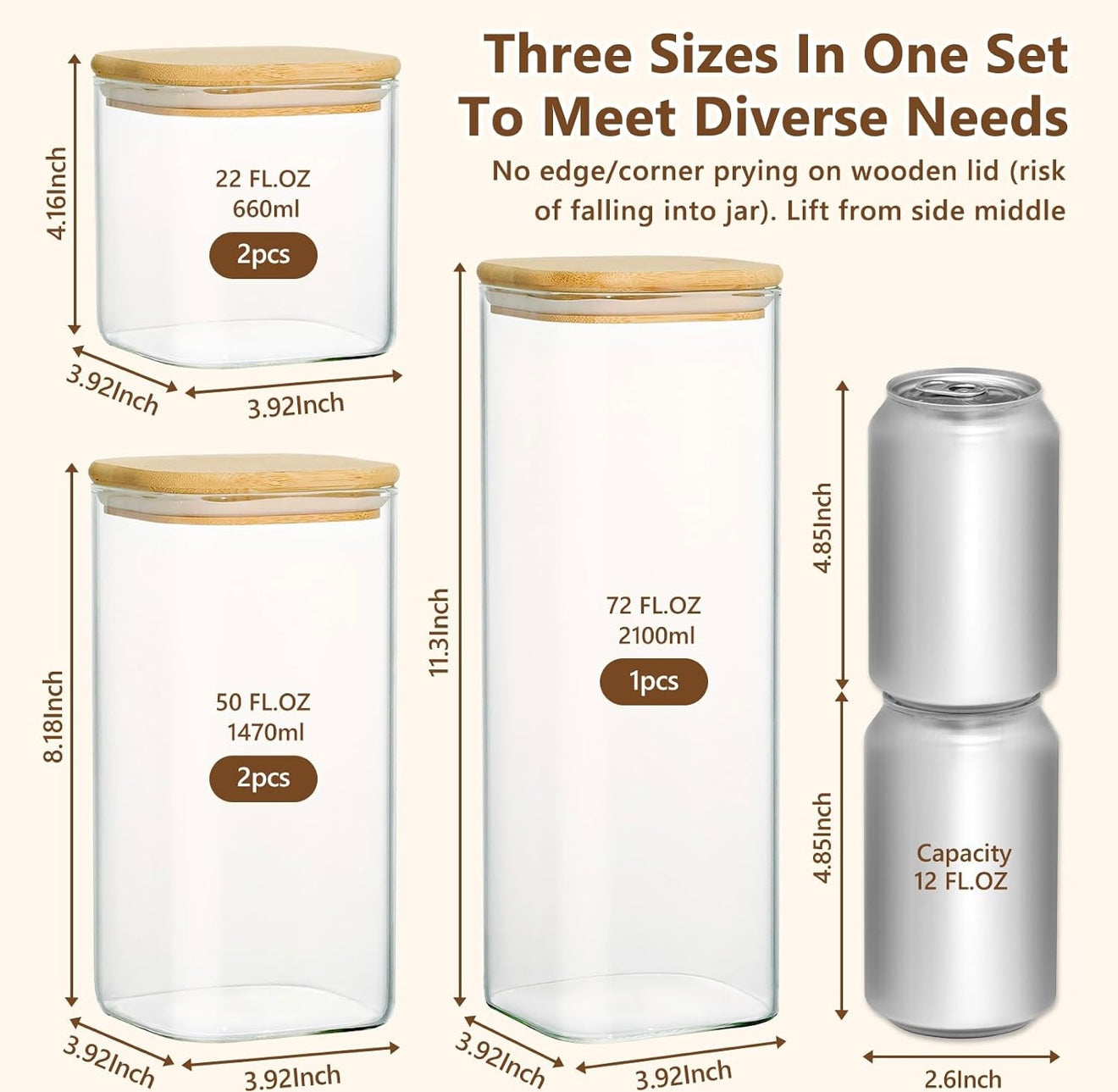 Glass Pantry Storage Jar Set with Bamboo Lids