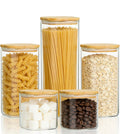 Glass Pantry Storage Jar Set with Bamboo Lids