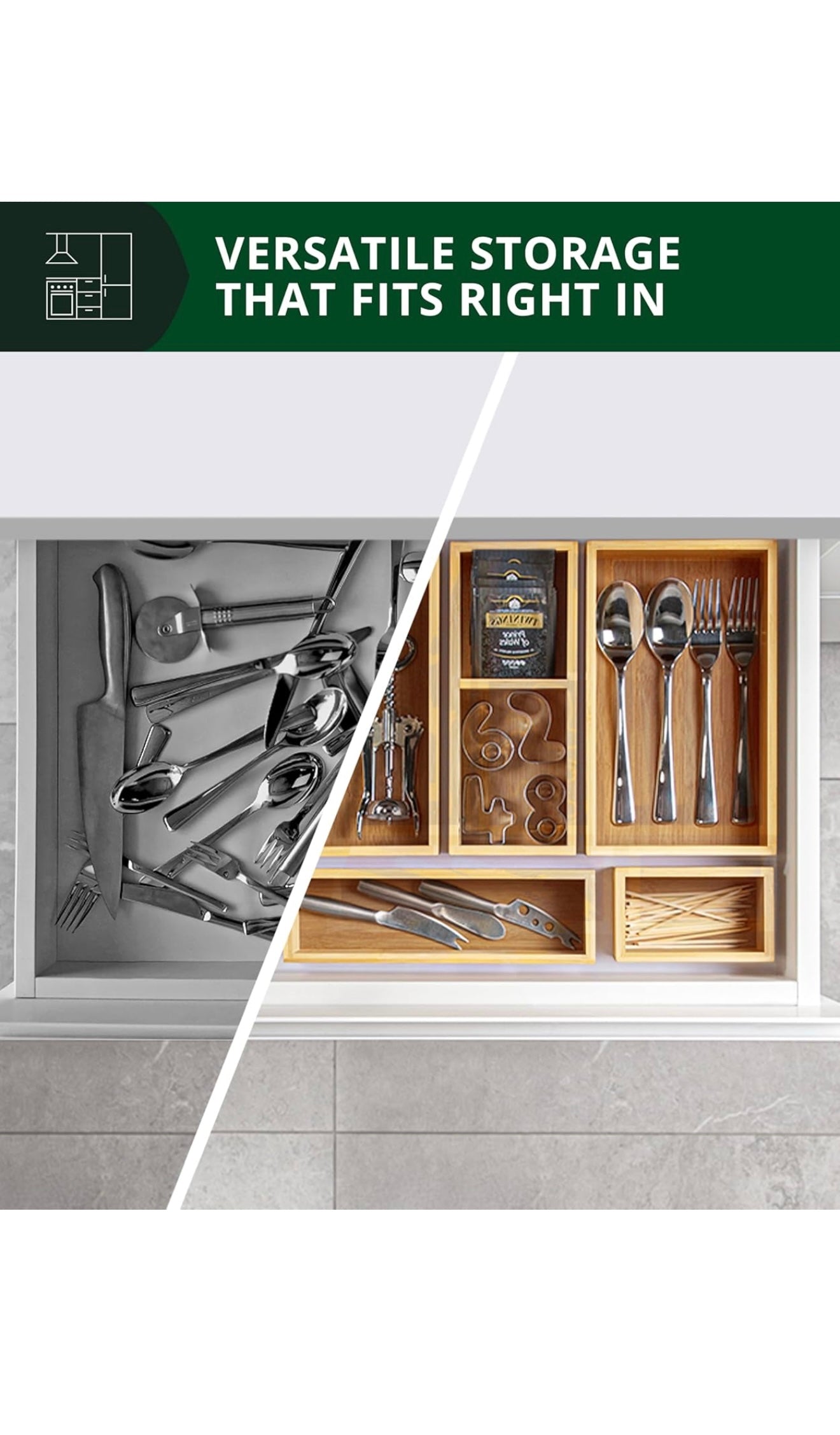 Bamboo Drawer Organizer Set