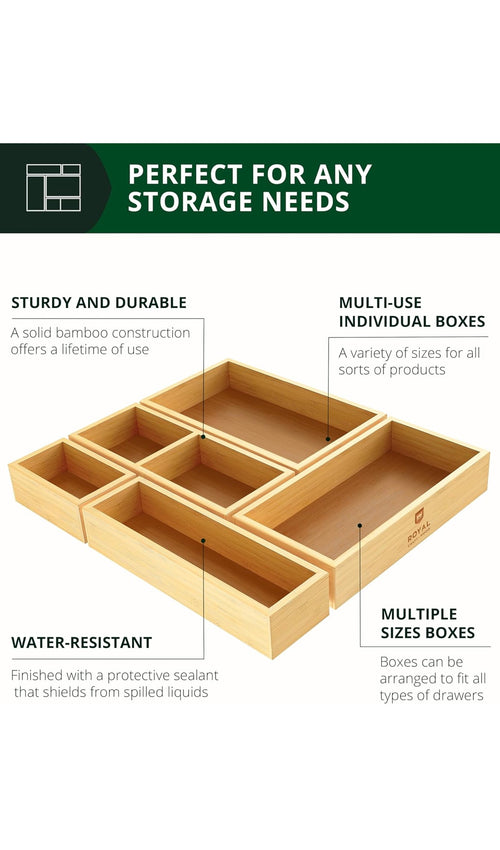 Bamboo Drawer Organizer Set