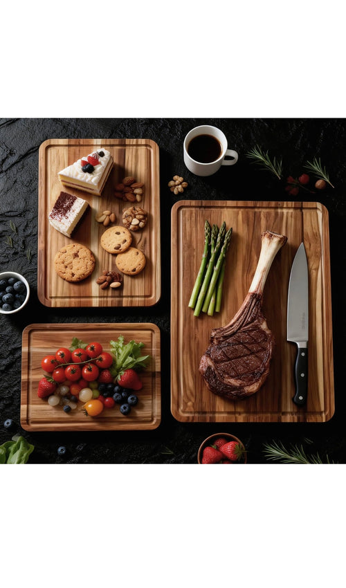 Premium Teak Wood Cutting Board Set