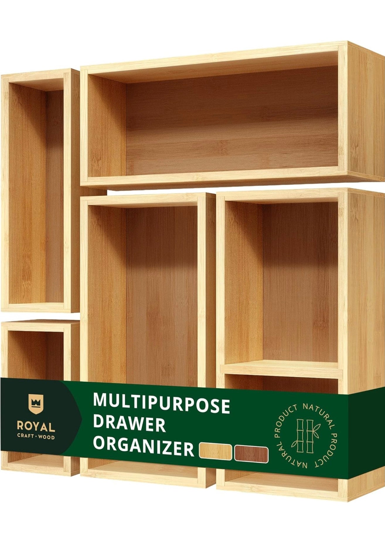 Bamboo Drawer Organizer Set