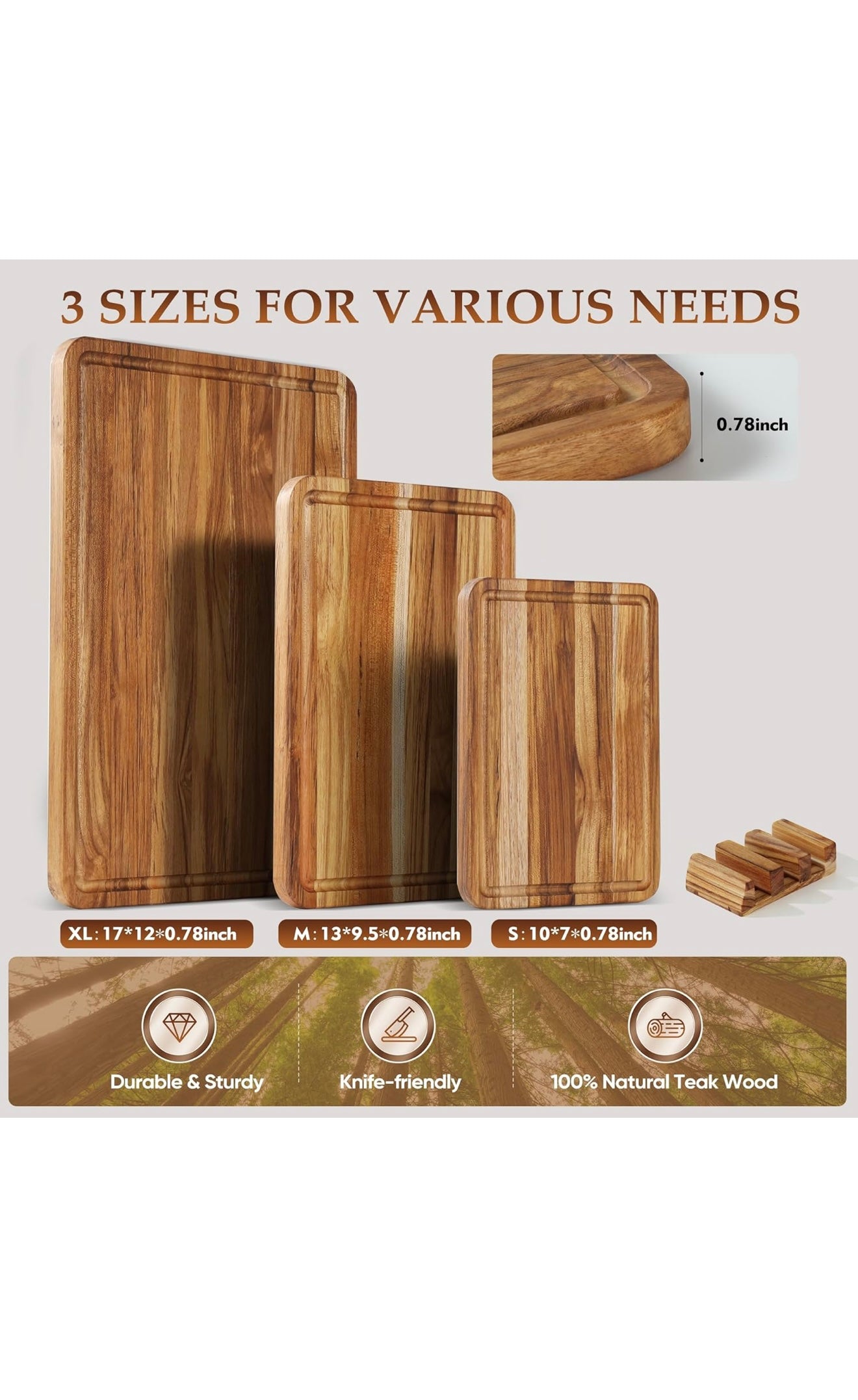 Premium Teak Wood Cutting Board Set