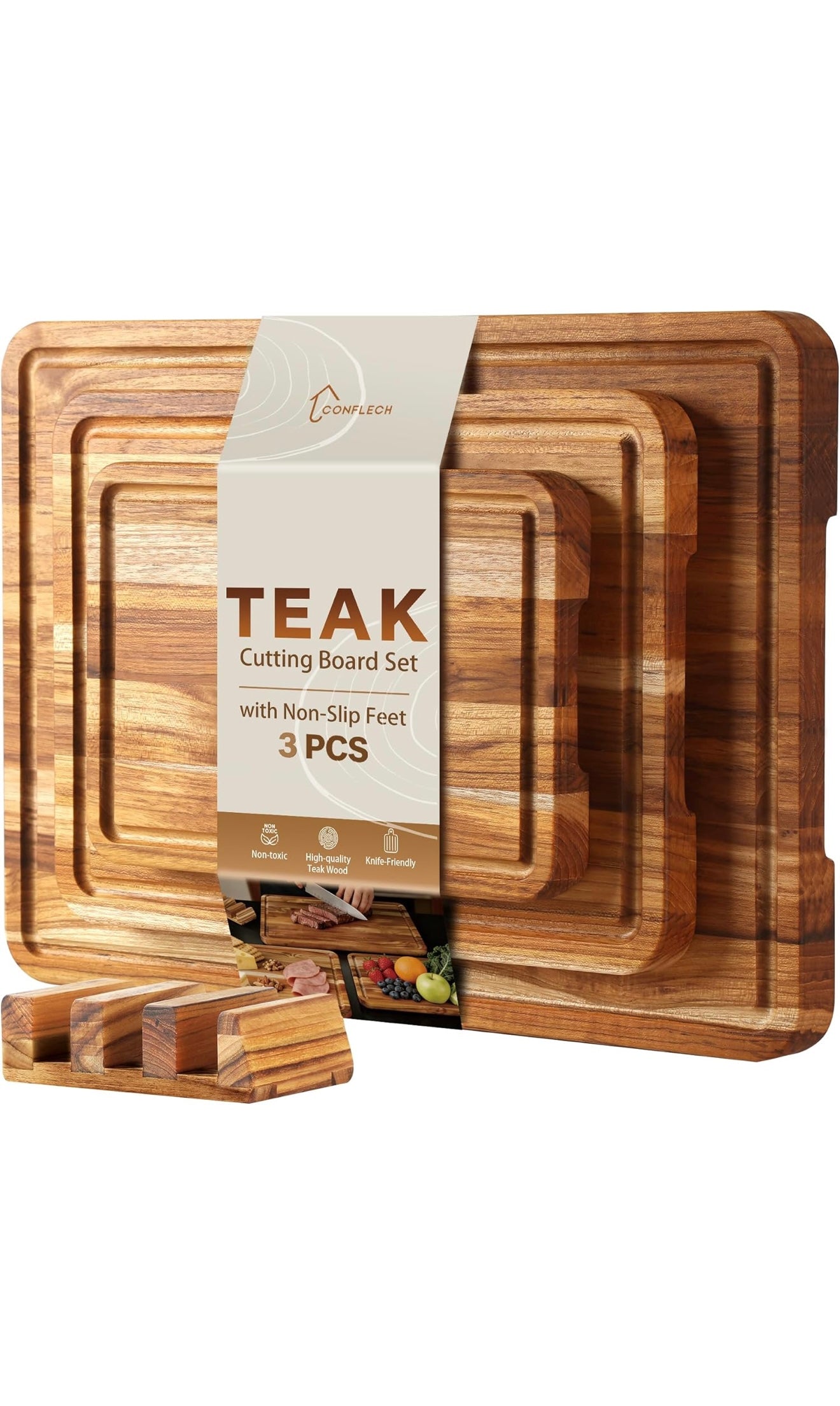 Premium Teak Wood Cutting Board Set